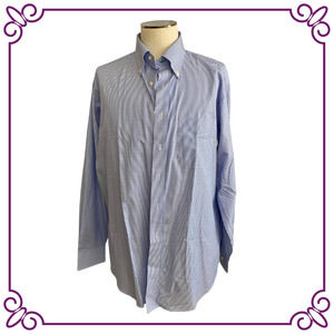 Tommy Hilfiger Blue & White Pin Striped TLC Button Down Classic Fit Shirt Large